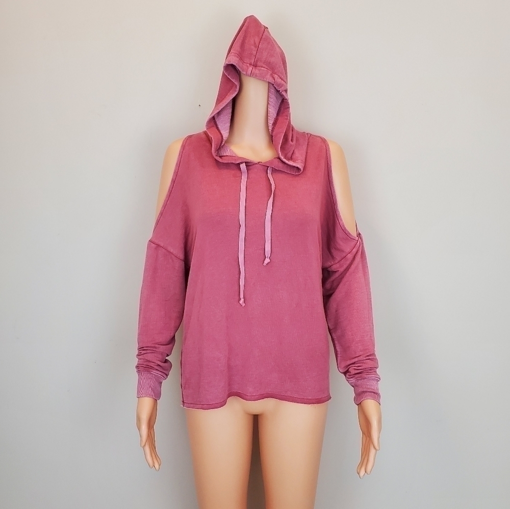 American eagle cold shoulder long sleeve hooded sweatshirt